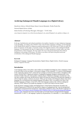 Archiving Endangered Mundā Languages in a Digital Library