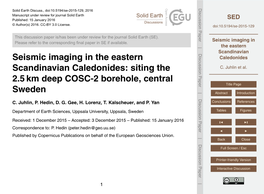 Seismic Imaging in the Eastern Scandinavian Caledonides Profile Marby-Oviken-Hackås C
