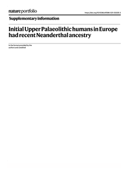 Initial Upper Palaeolithic Humans in Europe Had Recent Neanderthal Ancestry