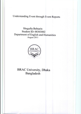 Brae University, Dhaka Bangladesh Understanding Event Through Event Reports