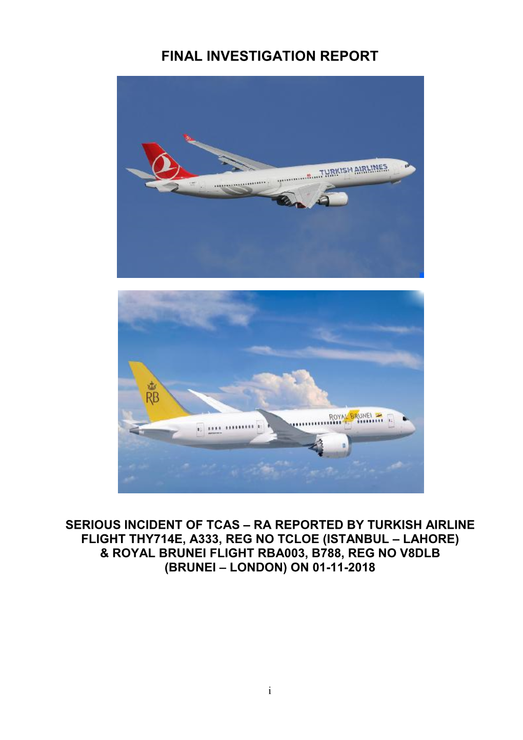 Serious Incident of Tcas – Ra Reported by Turkish Airline