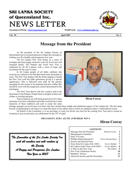NEWS LETTER Newsletter EMAIL: Slsoc@Uqconnect.Net WEBPAGE