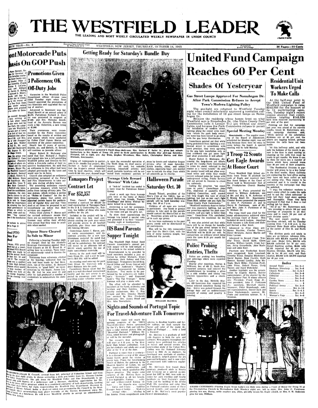 14, 1965 Lsvery Ttiuradey 36 P»Ge«—10 C*Nu )Ntmotorcade Puts Getting Ready for Saturday's Bundle Day Sis on GOP Push United Fund Campaign