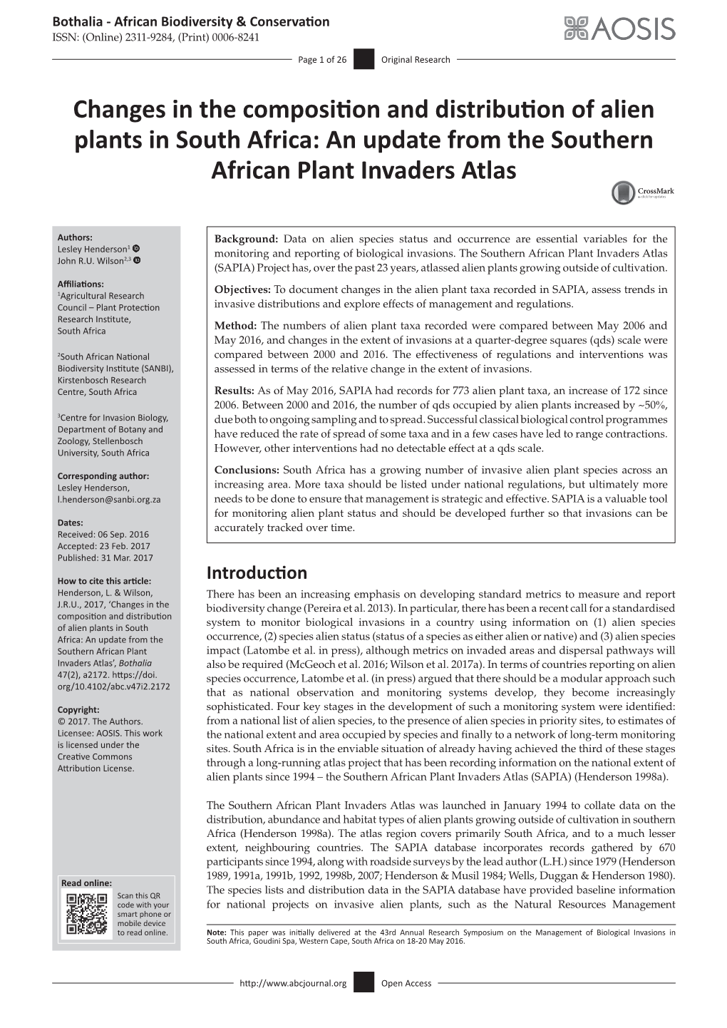 Changes in the Composition and Distribution of Alien Plants in South Africa: an Update from the Southern African Plant Invaders Atlas