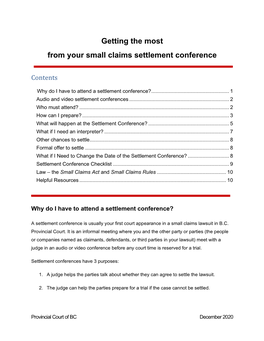 Getting the Most from Your Small Claims Settlement Conference