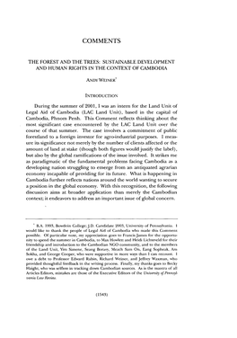 The Forest and the Trees: Sustainable Development and Human Rights in the Context of Cambodia