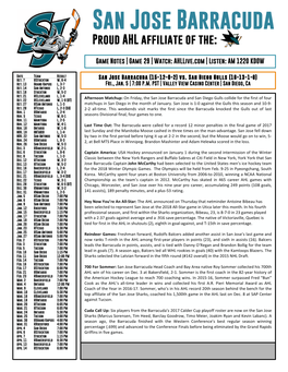 San Jose Barracuda Proud AHL Affiliate of The