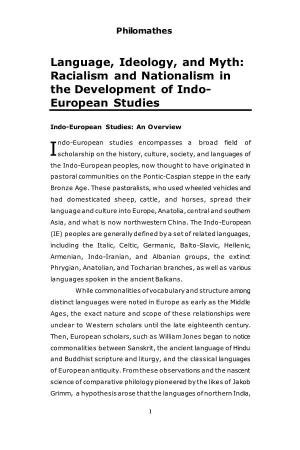 Racialism and Nationalism in the Development of Indo- European Studies