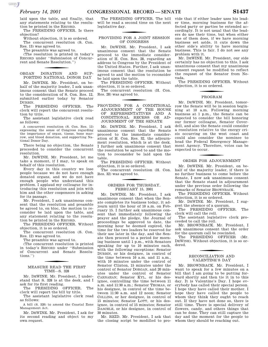 Congressional Record—Senate S1437