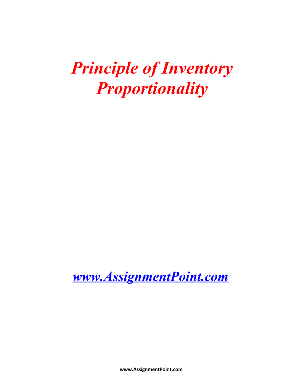 Principle of Inventory Proportionality