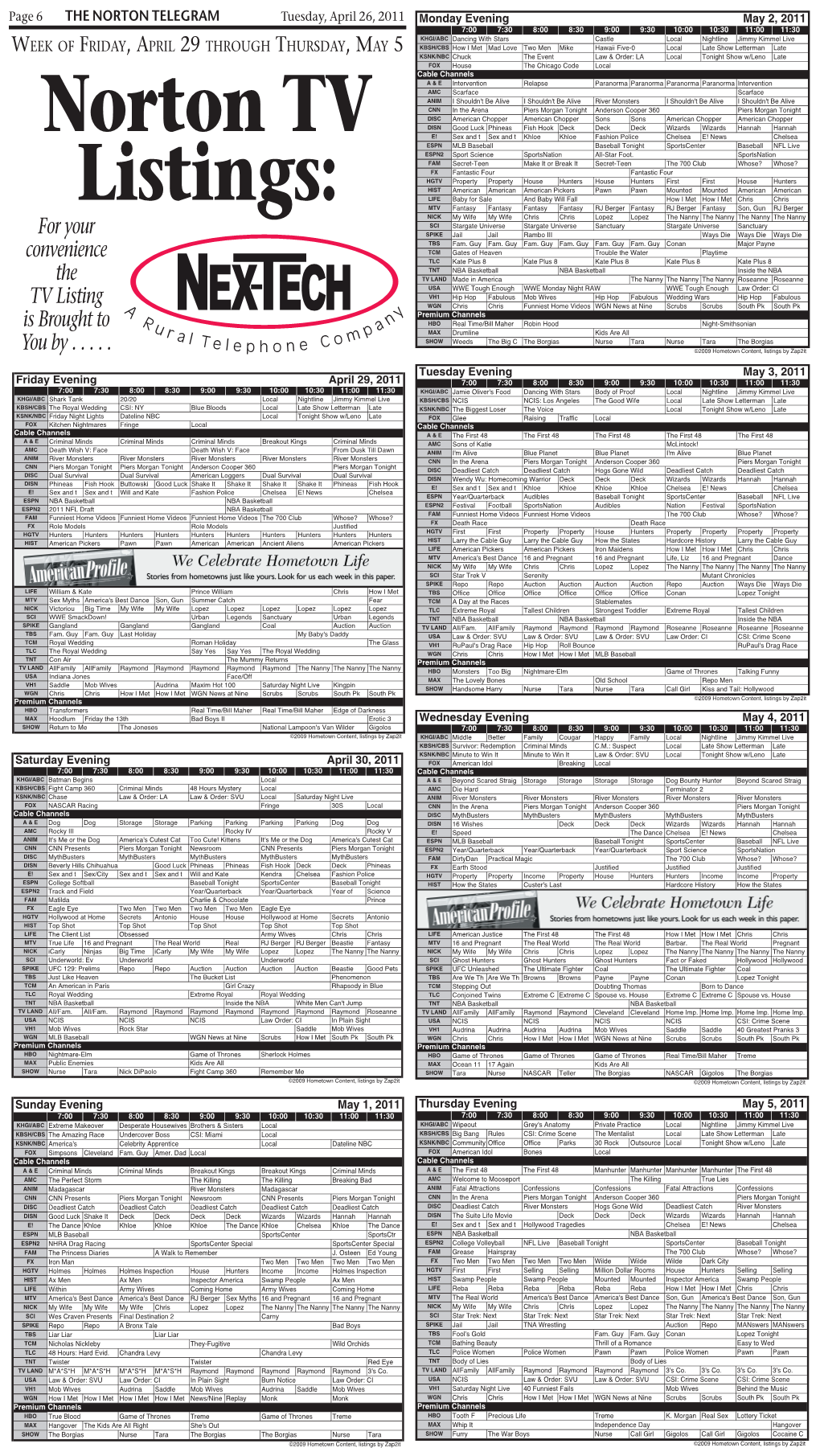 6 4-26-11 TV Guide.Indd