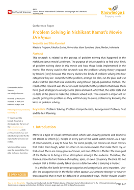 Problem Solving in Nishikant Kamat's Movie Drishyam