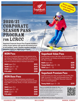 2020/21 Corporate Season Pass Program Forlcrcc