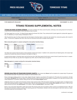 Titans-Texans Supplemental Notes