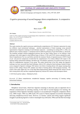 Cognitive Processing of Second Language Idiom Comprehension: a Comparative Study