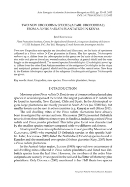 Two New Uropodina Species (Acari: Uropodidae) from a Pinus Radiata Plantation in Kenya