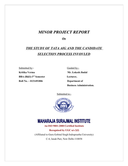 MINOR PROJECT REPORT On