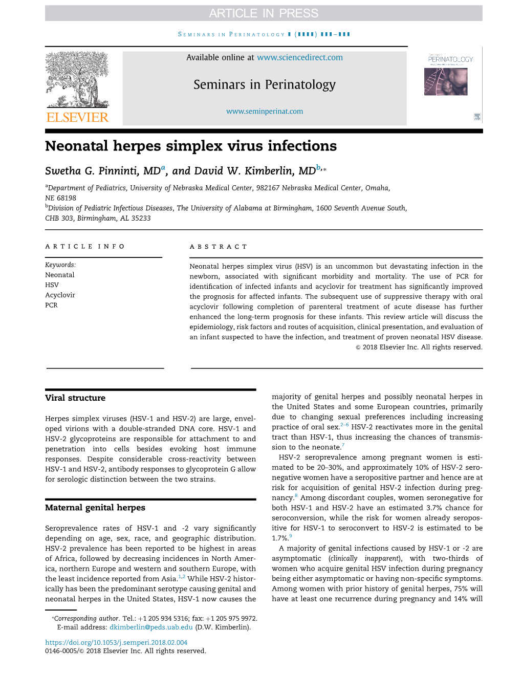 Neonatal Herpes Simplex Virus Infections