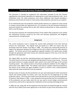Technical Services Production Truck Proposal