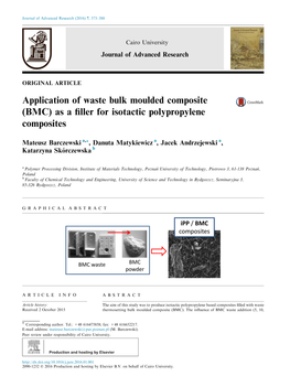 BMC) As a ﬁller for Isotactic Polypropylene Composites