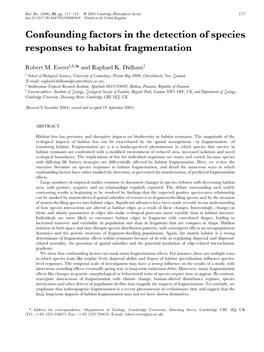 Confounding Factors in the Detection of Species Responses to Habitat Fragmentation