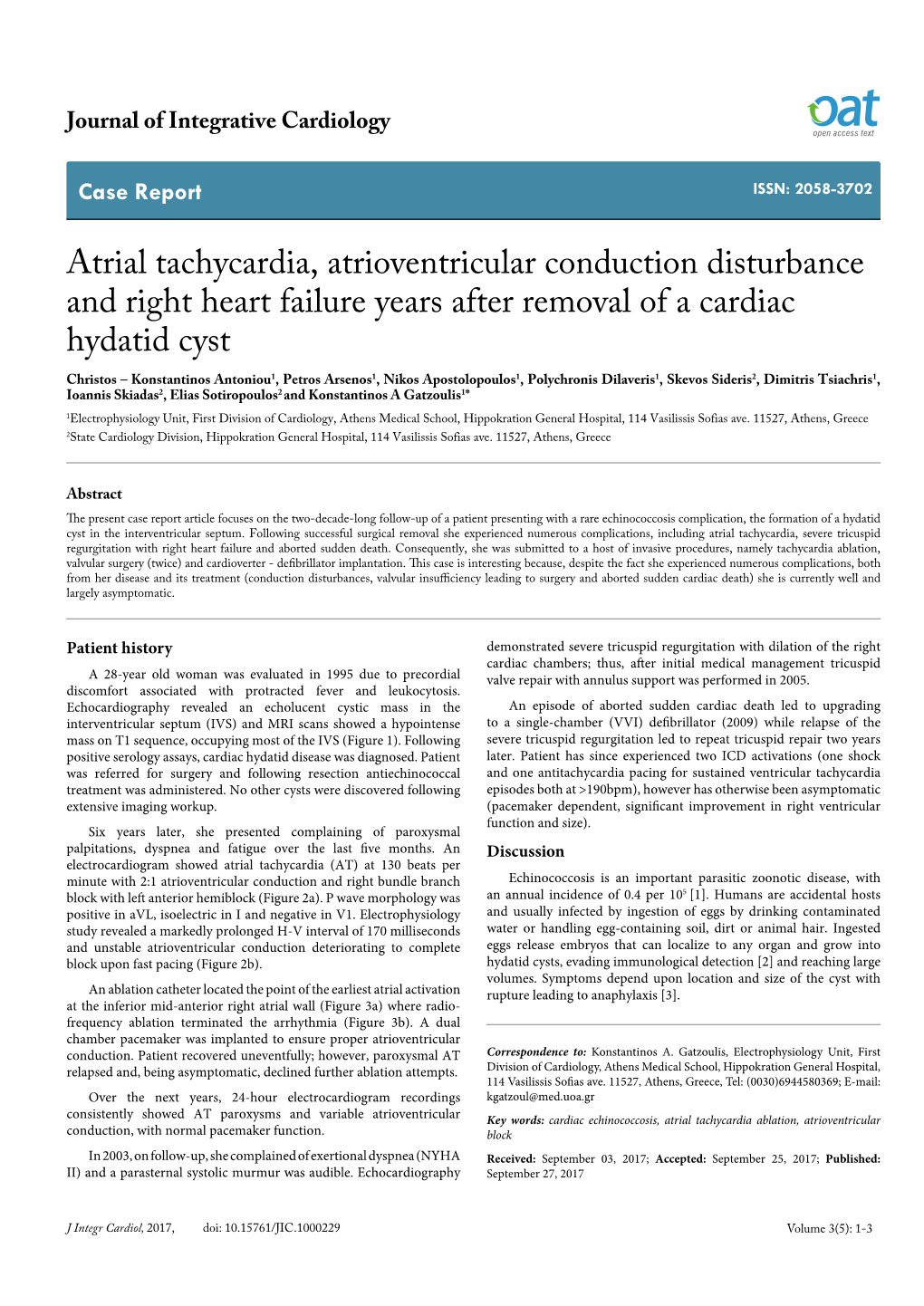 Atrial Tachycardia, Atrioventricular Conduction Disturbance and Right