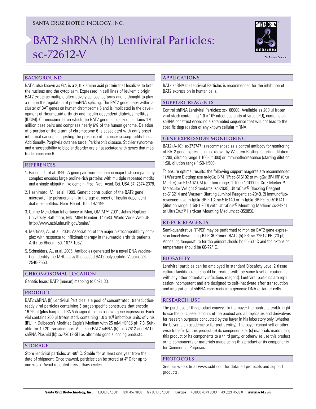 BAT2 Shrna (H) Lentiviral Particles: Sc-72612-V