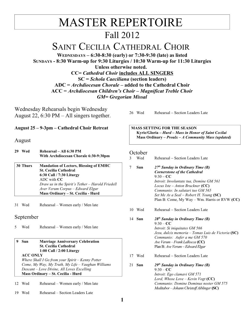 Saint Cecilia Cathedral Choir