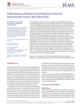 Differentiation of Human Dental Pulp Stem Cells Into Dopaminergic Neuron-Like Cells in Vitro