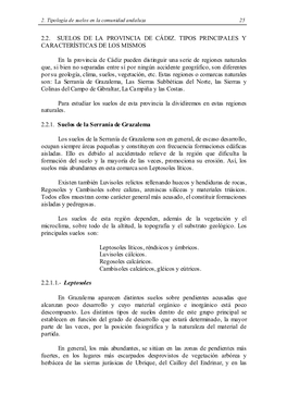 2.2. Suelos De La Provincia De Cádiz. Tipos Principales Y Características De Los Mismos
