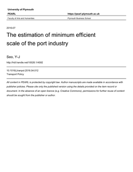 The Estimation of Minimum Efficient Scale of the Port Industry