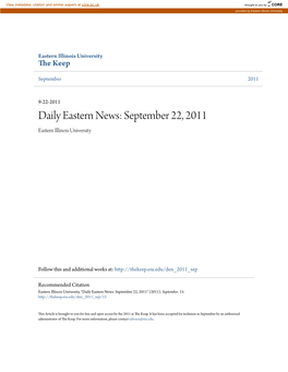 Daily Eastern News: September 22, 2011 Eastern Illinois University