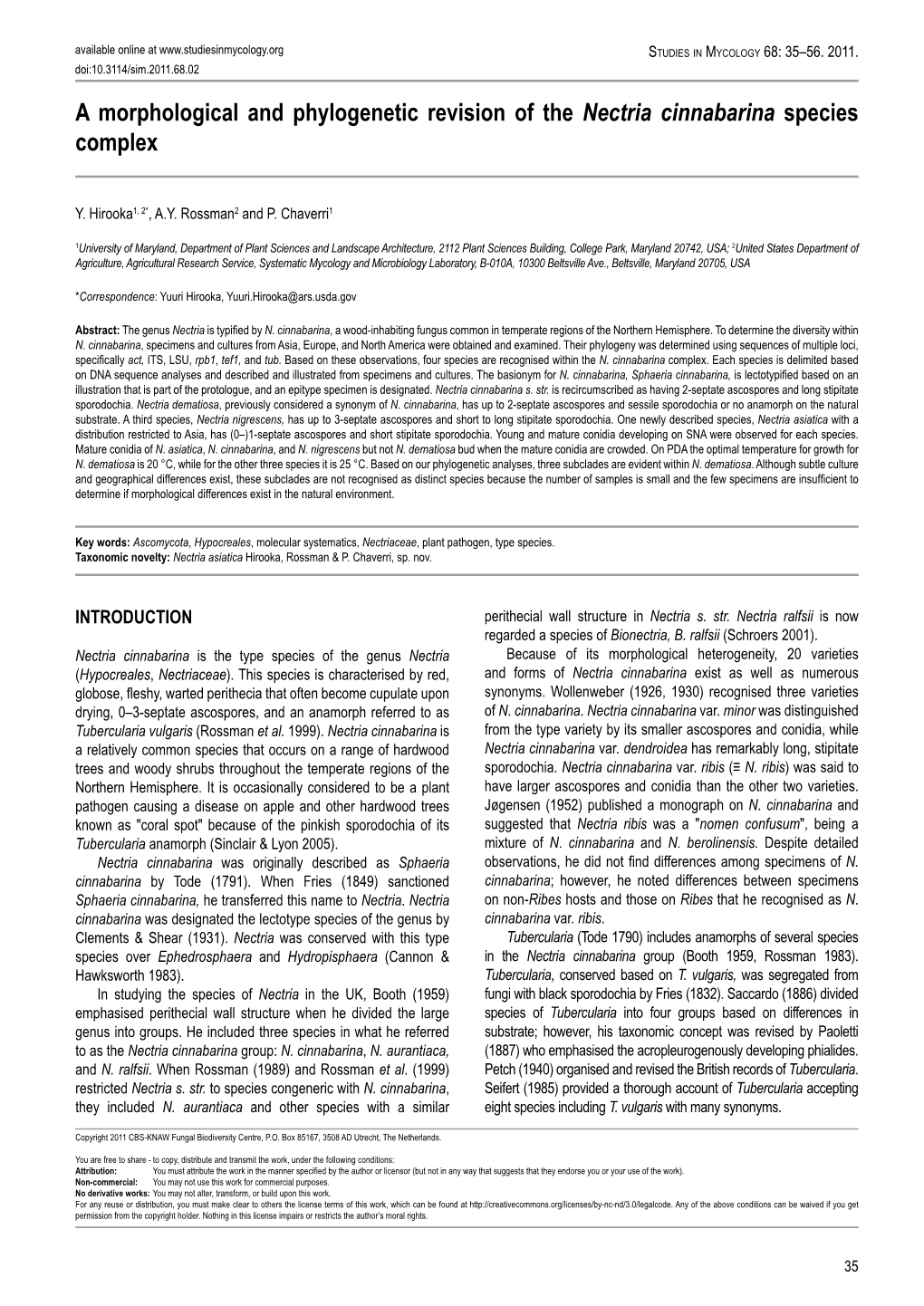 A Morphological and Phylogenetic Revision of the Nectria Cinnabarina Species Complex