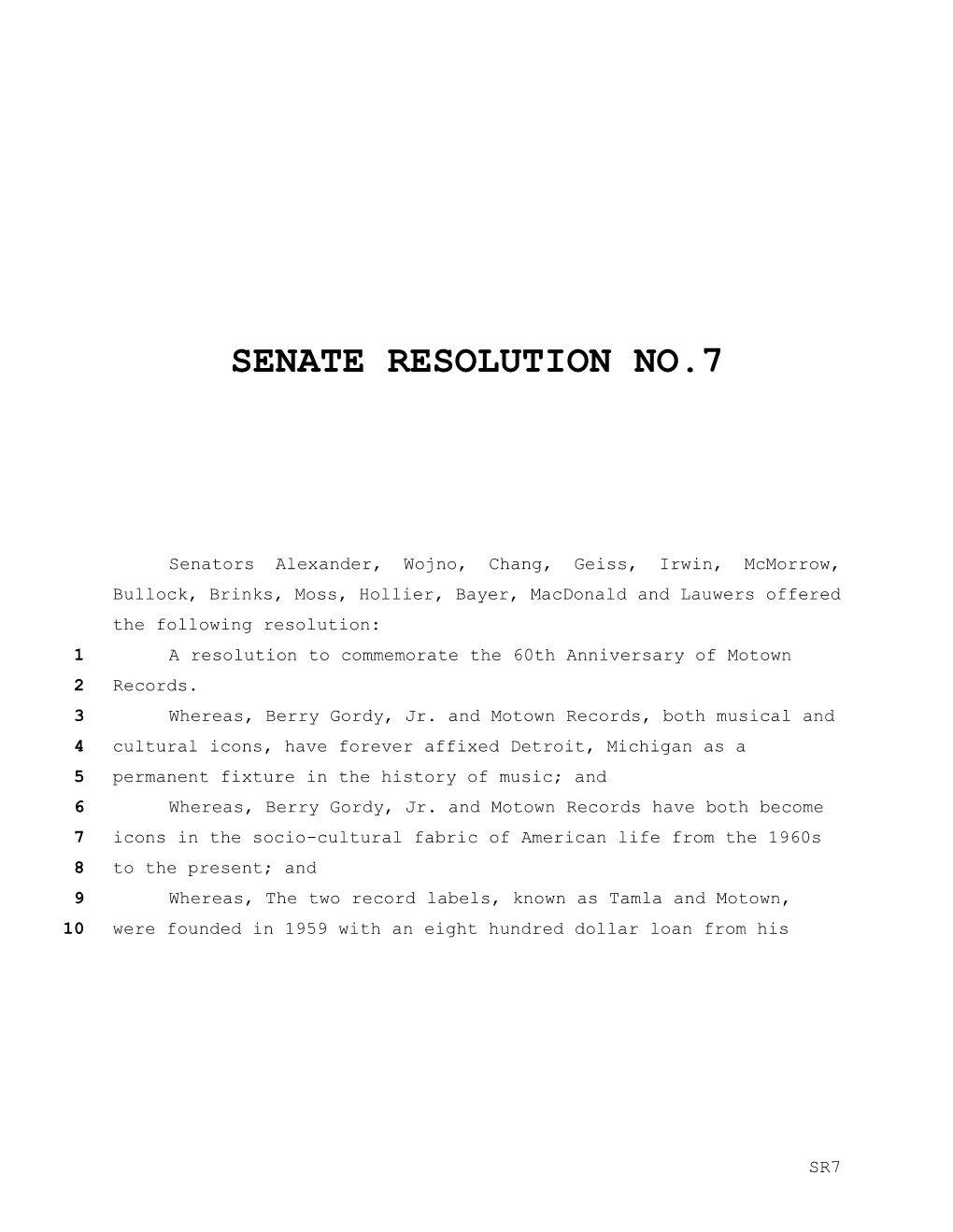Senate Resolution No.7