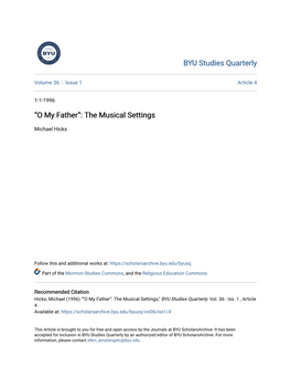 O My Father”: the Musical Settings