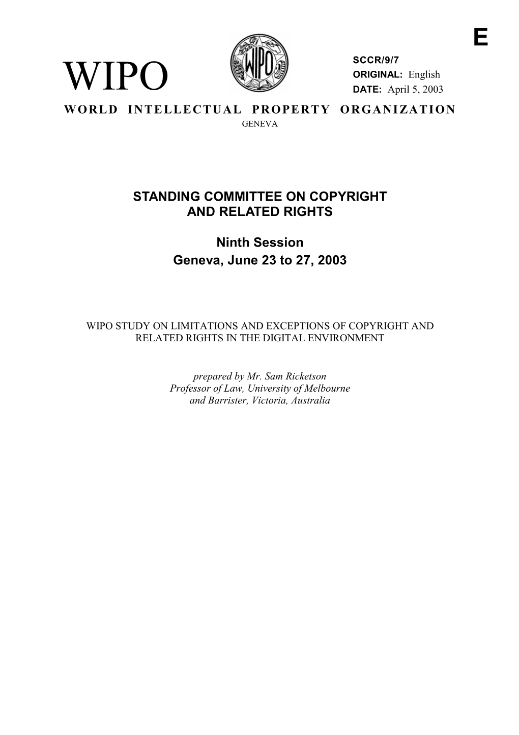 Study on Limitations and Exceptions of Copyright and Related Rights In