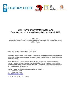 Eritrea's Economic Survival