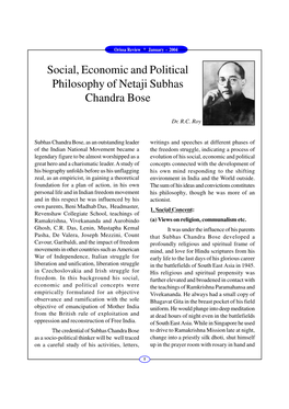 Social, Economic and Political Philosophy of Netaji Subhas Chandra Bose