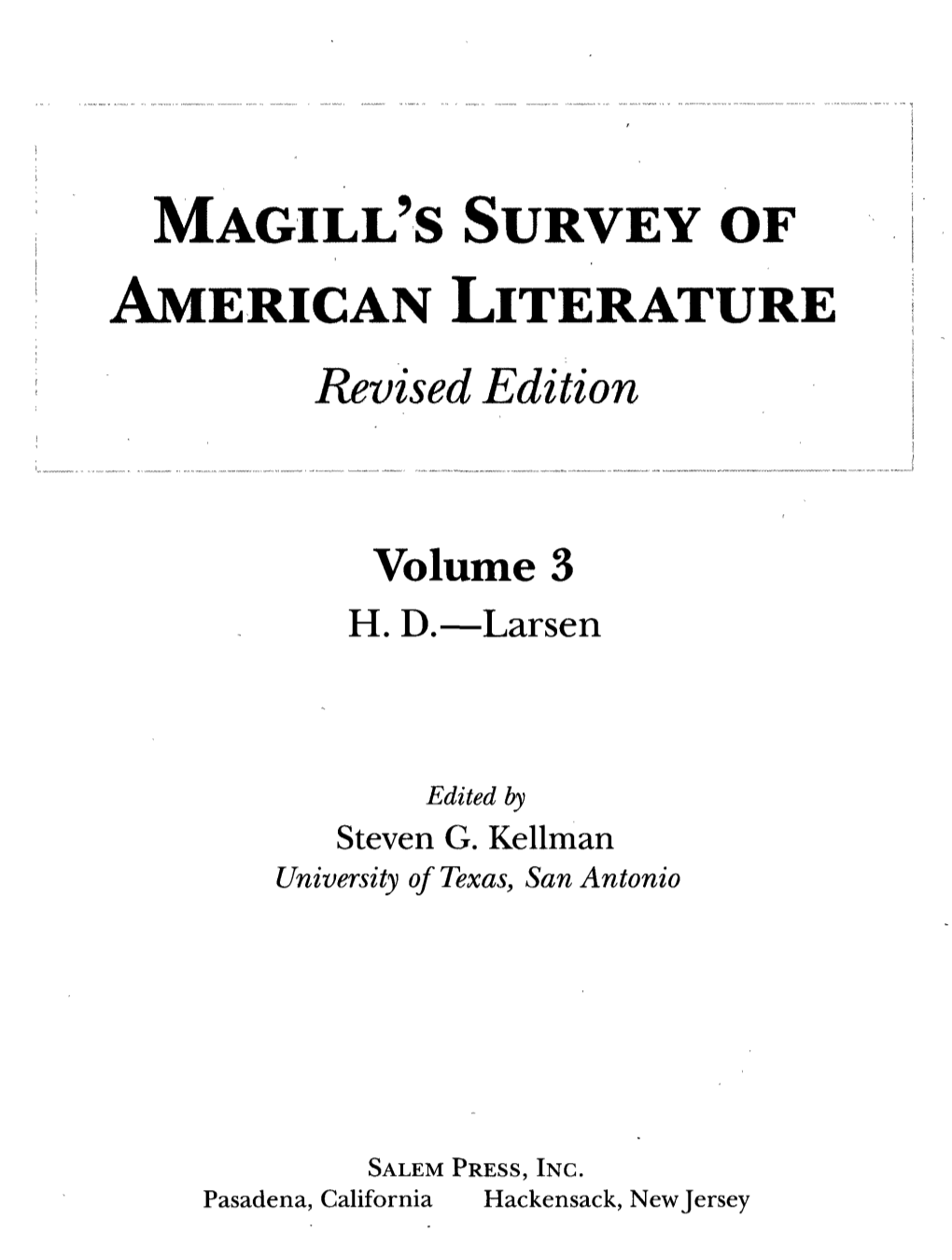 MAGILL's SURVEY of AMERICAN LITERATURE Revised Edition