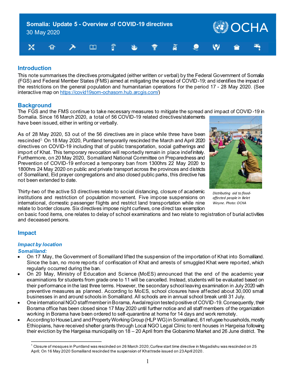 Somalia: Update 5 - Overview of COVID-19 Directives 30 May 2020
