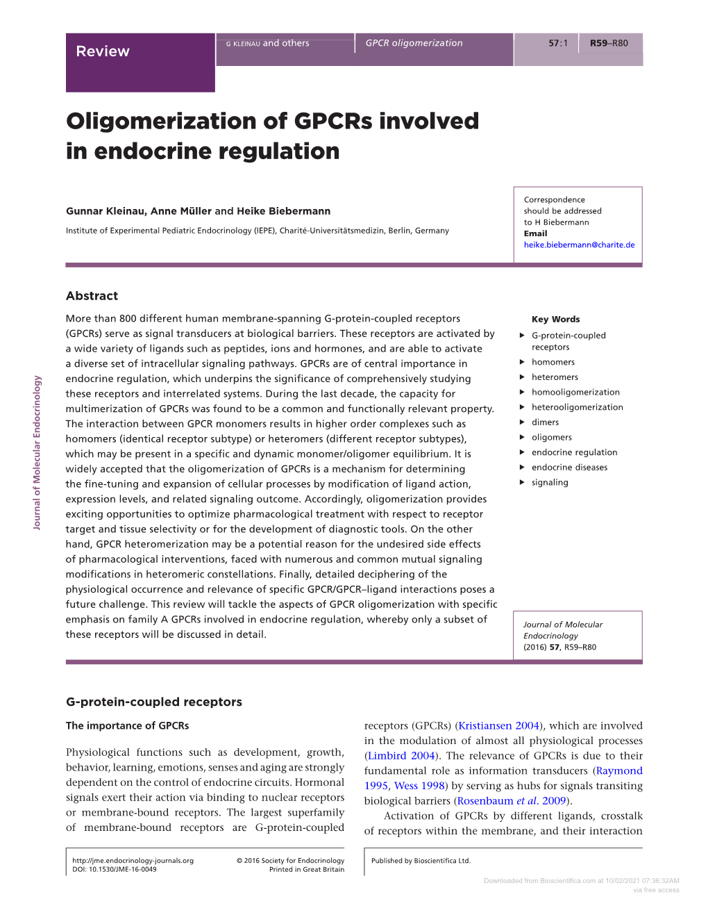 Downloaded from Bioscientifica.Com at 10/02/2021 07:36:32AM Via Free Access