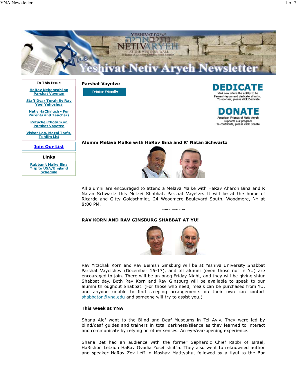 YNA Newsletter 1 of 7