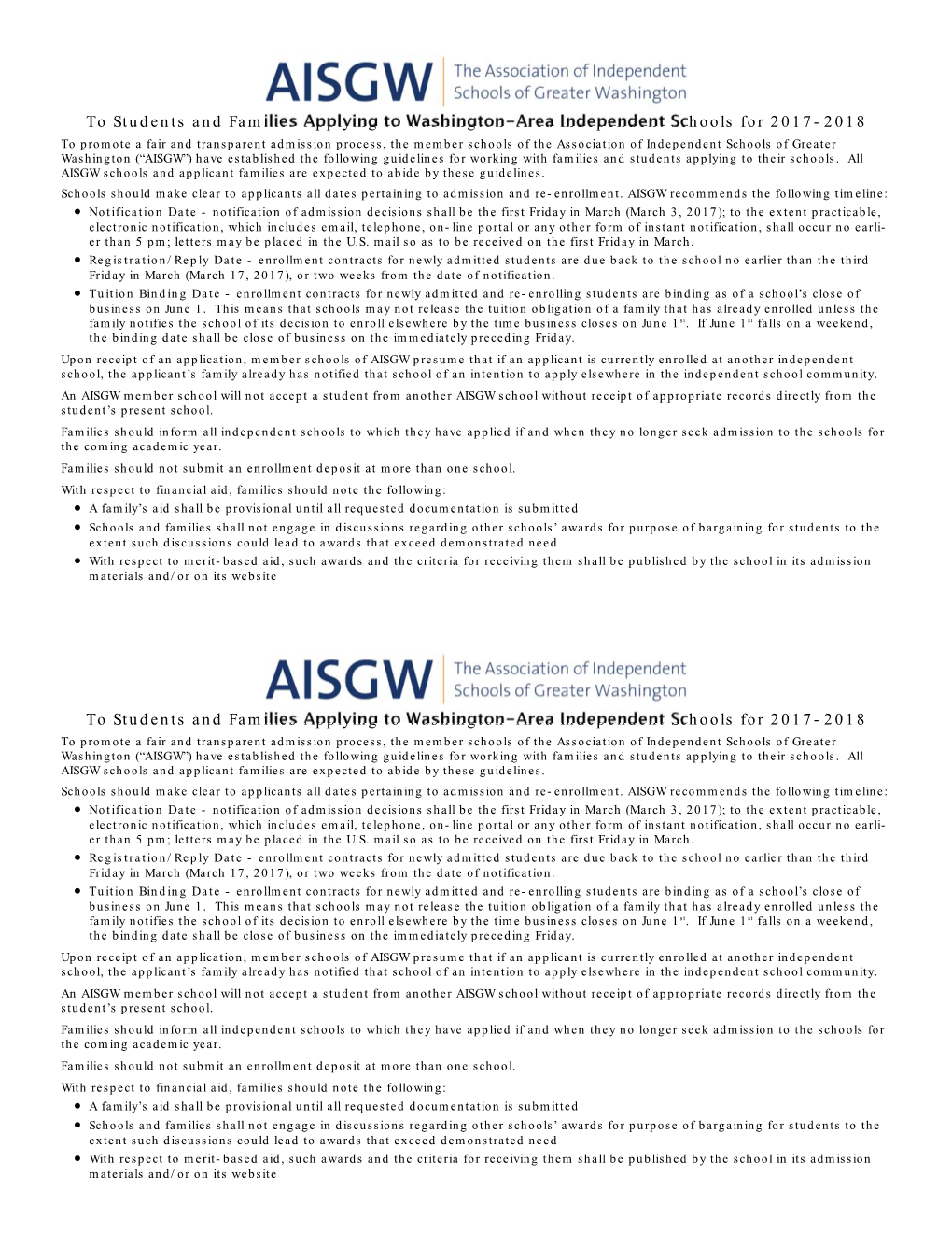 AISGW Statement to Applicants 2017-18.Pub