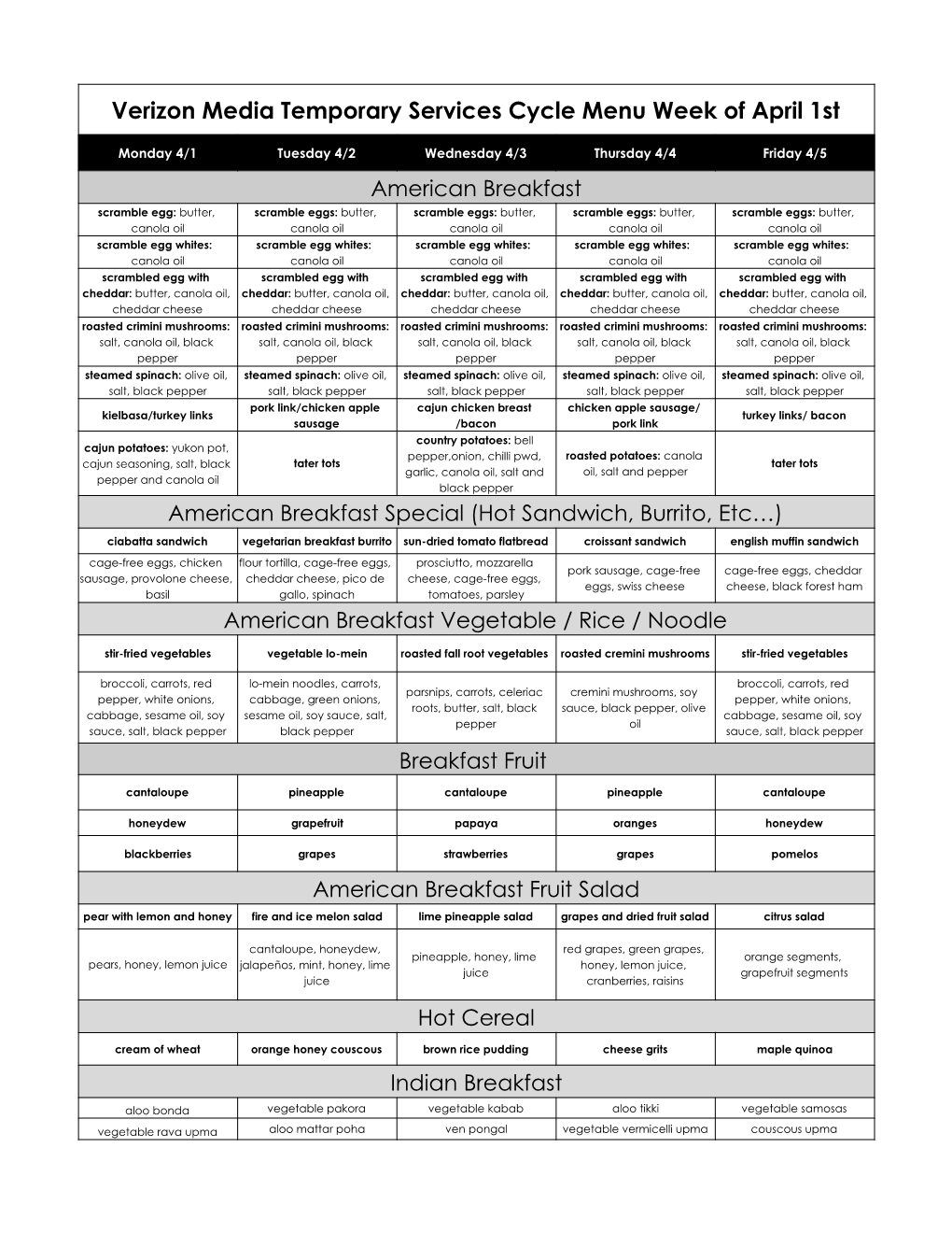 VMG Menu March