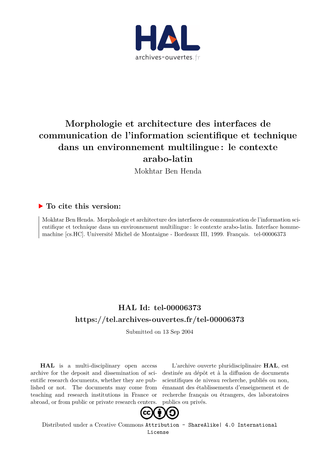Morphologie Et Architecture Des Interfaces De Communication De L