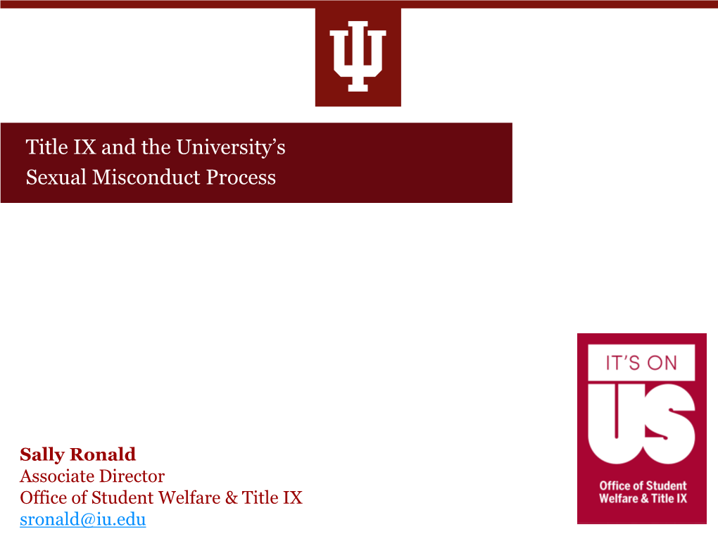 Title IX and the University's Sexual Misconduct Process