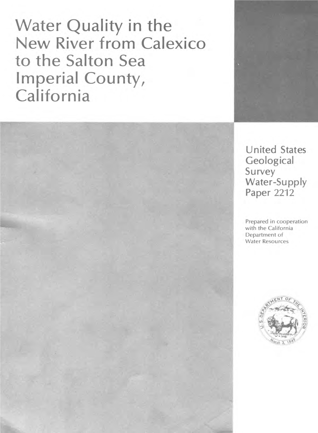 Water Quality in the New River from Calexico to the Salton Sea Imperial County, California