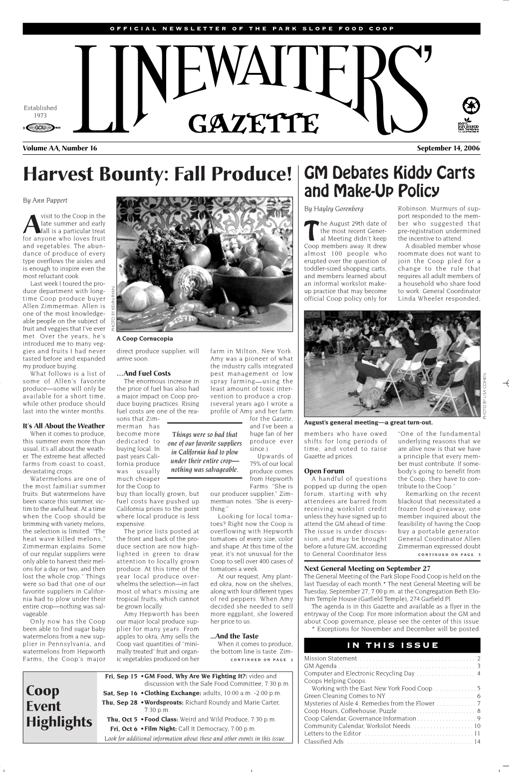 Fall Produce! GM Debates Kiddy Carts and Make-Up Policy by Ann Pappert by Hayley Gorenberg Robinson