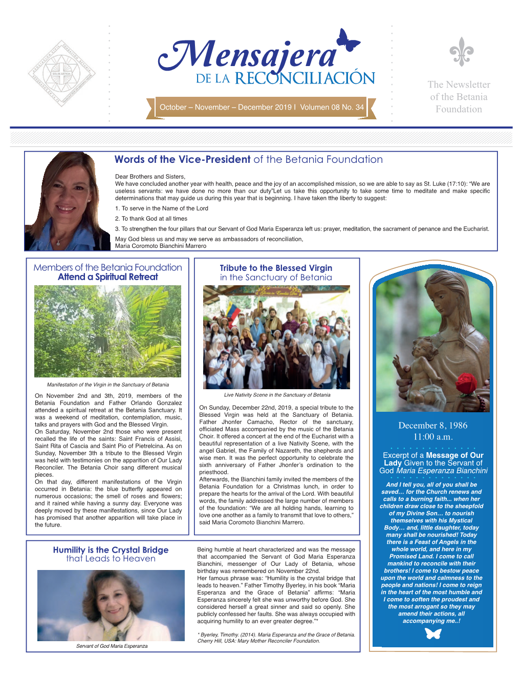 Words of the Vice-President of the Betania Foundation the Newsletter of the Betania Foundation