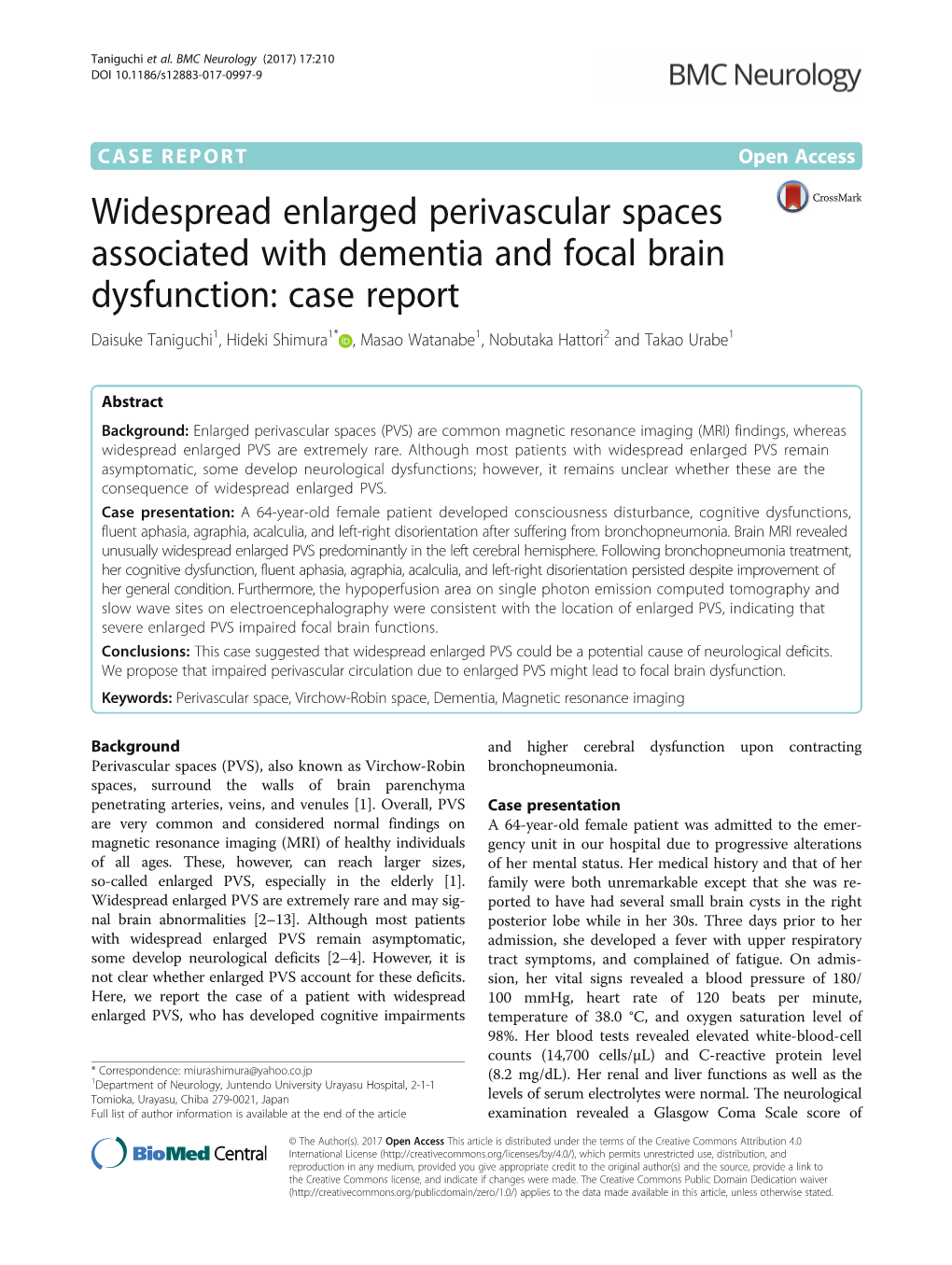 Widespread Enlarged Perivascular Spaces